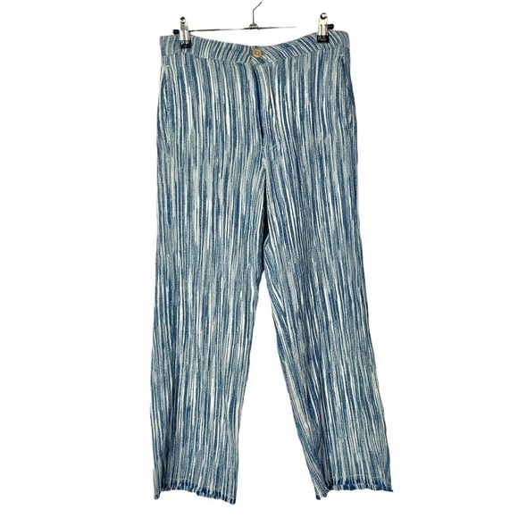 Free People Marta Yarn Blue & White Stripe Dyed Trouser Pants 2 - Picture 2 of 6